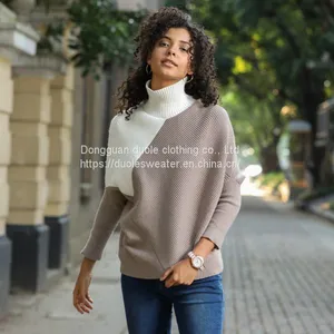 OEM Factory Fall Design Women Turtleneck Pullover Knit Sweater thumbnail-1