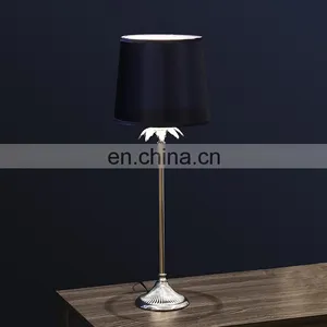 Wholesale Gold Steel Metal Base Red Shade Home Decor Bedside Table Lamp for Hotel thumbnail-6
