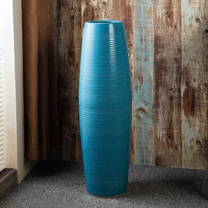 Hand Made American Countryside Style Blue Ceramic Dry Flower Vase For Showroom Hotel thumbnail-1