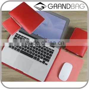 High Quality Microfiber Leather Multifunction PC Bags Laptop Holder Bag for Macbook With Mouse Mat and Purse thumbnail-1