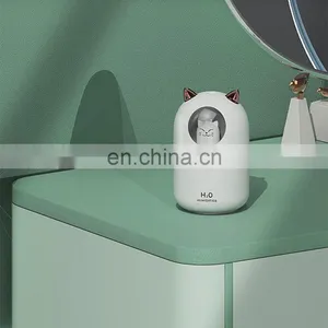 2021 Cute Cat New Design Cool Mist Humidifier 300ml Water With Led Lights thumbnail-2