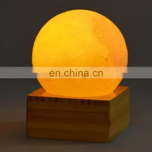 2021 New Design Bedroom Home Decor Induction Dual Colors Moon Shaped Bed Light With Bamboo Base thumbnail-5