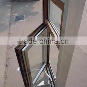 Wooden Color Aluminium Casement Windows Grill Design thumbnail-1