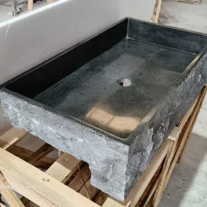Sesame Black Granite Marble Easy Clean Rectangular Countertop Vessel Sink Factory Direct Wholesale Hand Wash Basin OEM ODM thumbnail-4