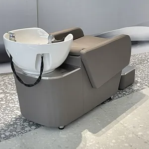 Japanese Shampoo Barber Chair With Ceramic Basin Hydraulic Lift Half Lying 300kg Capacity thumbnail-5