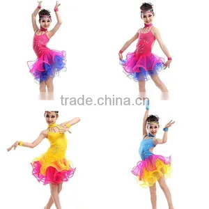 High Level Kids Professional Competition Latin Dance Costume for Girls Bright Drill Tassel Latin Dance Skirt thumbnail-1