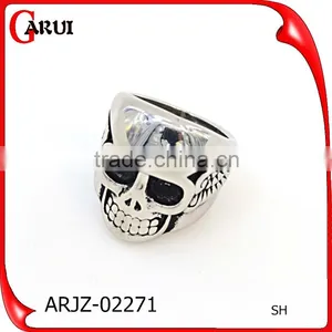 Newest Titanium Silver 316l Stainless Steel Rings for Men Skull Rings thumbnail-1