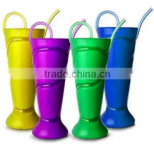 PP Plastic Straw Cup Milkshake Cup With Krazy Straw thumbnail-1