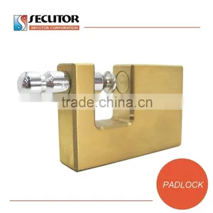 Rectangular Heavy Duty Brass Padlock and Key thumbnail-2