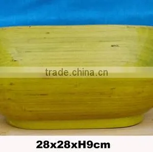 Square Spun Bamboo Bowl With Stand thumbnail-1