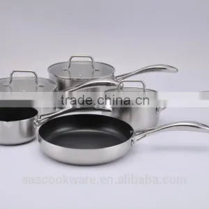 Tri-ply Stainless Steel 8pcs Cookware Set With Casting Handle thumbnail-1