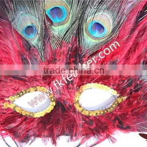 Wholesale Cheap Female Mask Red Cock Feather And Peacock Decorations thumbnail-4