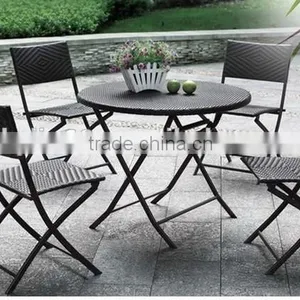 Portable Plastic Folding Table With Rattan Design thumbnail-3