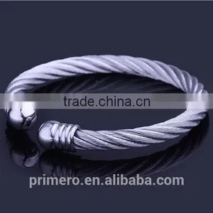 NEW Design Silver With 18K Gold Cable Cuff Bangles Classics Bracelet thumbnail-2