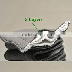 Naturally Cloth Diaper Inserts 5 Layer Charcoal Bamboo Reusable Liners for Cloth Diapers thumbnail-2