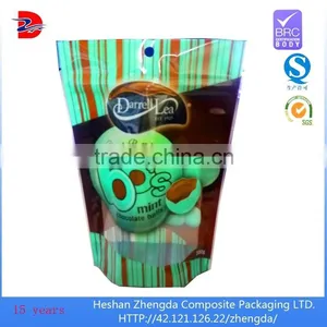Custom Chocolate Ball Snack Stand up Dried Food Packaging Zipper Bag With Window thumbnail-1