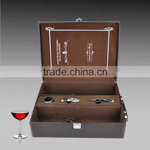Wholesale Custom 2 Bottle Leather Champagne Glass Packing Box thumbnail-1