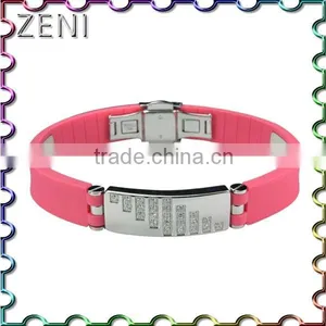 2016 Most Popular Silicone 316L Stainless Steel Energy Fashion Bracelet thumbnail-3