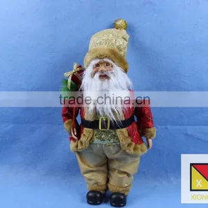 Luxurious Standing Santa Claus Christmas Figure in Red Holly Berry Coat With Corduroy Pants thumbnail-1