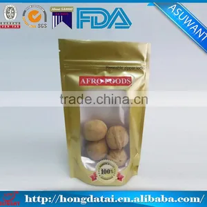 Food Grade High Quality Gold Stand up Pouch Zipper Top With Clear Window for Snacks/chest Nuts/peanuts thumbnail-1