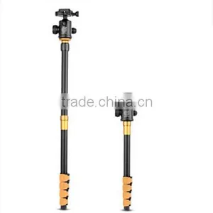 QZSD-Q570A 62'' Professional Golden Aluminum13'' Folded Video DSLR Digital Camcorder Camera Tripod Monopod thumbnail-1
