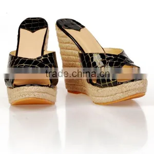 2016 Black Designer Wedges Sandals Big Size Wedge Slippers for High Fashion Ladies thumbnail-4