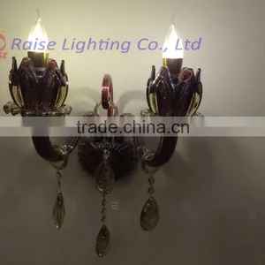 Purple Candle Wall Sconces With Crystals , Crystal Wall Sconce for Hotel thumbnail-1