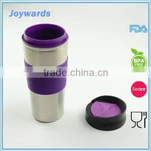 Easy Handle 450ml Stainless Steel Mug With Plastic Lid thumbnail-3
