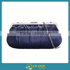 Pleated Satin Blue Women Party Evening Bag thumbnail-1