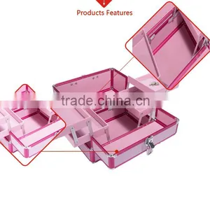 Sunrise Essential Pro Aluminum Makeup Train Case With Rolling Tray and Lock Pink Purple Colors thumbnail-5