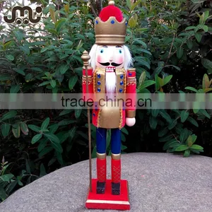 38cm Red Wooden King Nutcracker Figurines,hot Sale Handmade Christmas Nutcracker,reliable Manufacturer Christmas Ornament thumbnail-1
