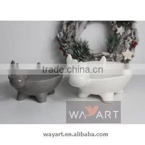 Cute Christmas Reindeer Shaped Plates Ceramic Dishes for Customized Color thumbnail-1