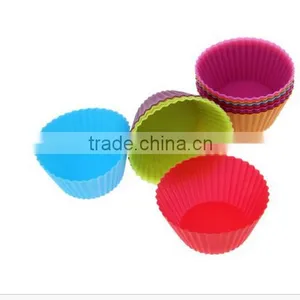 Silicon Cake Cups / Silicone Cake Baking Cup Set Kitchen Craft Tool Colorful Round Shape thumbnail-2
