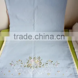 50*70CM Colorful Flowers and Stems Embroidered Hemstitched Whole Blue Color Pillowcovers thumbnail-1