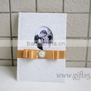 Lace White Fabric Wedding Signature Guest Book thumbnail-4