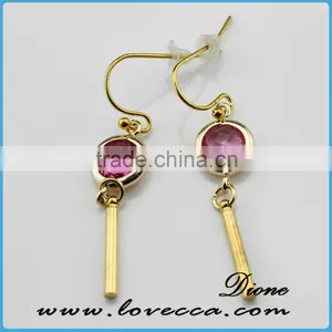 New Arrival Jewelry Simple 18k Gold Earrings Designs With Green Glass Stone thumbnail-3