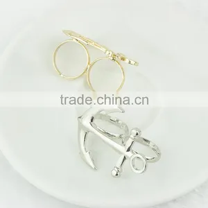 Fashion Jewelry Boat Anchor Dual Silver Ring thumbnail-6
