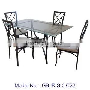Glass Top Metal Dining Set, Metal Furniture, Glass Table thumbnail-1