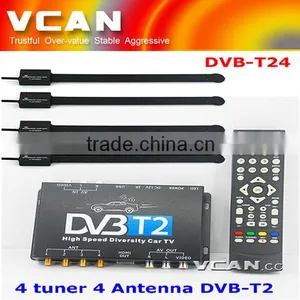 DVB-T24 hd Car DVB-T2 MPEG4 Digital Set Top Box 4 Tuner 4 Antenna USB High Speed thumbnail-1