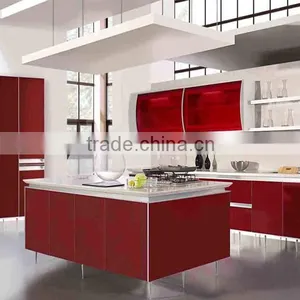 Iran Kitchen Cabinet, Red Color High Gloss Kitchen Cabinet thumbnail-2
