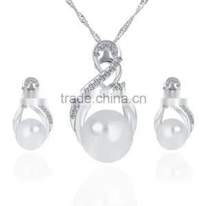 Small Order China Wholesale Necklace With Pearl Earring Gold 3pcs Jewelry Set Korean thumbnail-2