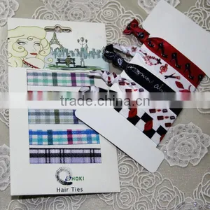 Print Fold Over Elastic for Hair Ties Supply /2015 Fashion Satin Hair Ties thumbnail-1