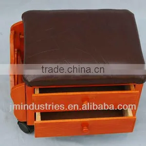 Mobile Wooden Storage Ottoman With Drawers thumbnail-1
