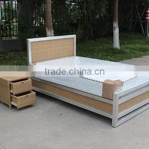 Polishing Aluminum Spring Mattress Queen Bed With Bedside Table thumbnail-2
