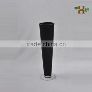 Colored Tall Cone Shaped Cylinder Glass Vase, Handmade Wedding Use Glassware With Pinch Bottom thumbnail-3