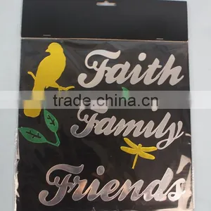 Word FAITH FAMILY FRIENDS Color Printed Mirror Stickers thumbnail-1