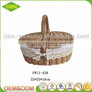Wholesale Cheap Fruits Food Wicker Hamper Mini Empty Picnic Willow Basket With Cover thumbnail-1
