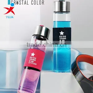 Water Cup Portable Male Transparent Glass Female Students Office Glass Cup With Cover Car Lovers Water Bottles thumbnail-1