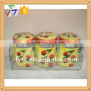 3pcs Ceramic Canister Set With Iron Stand thumbnail-1