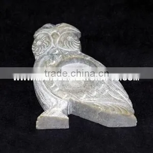 Owl Shape Soapstone Candle Holder thumbnail-1